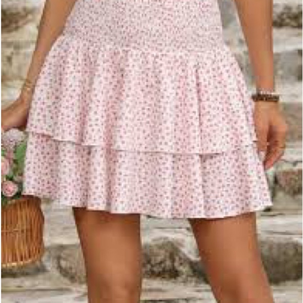 Zara kids Floral Pink Tiered Skirt